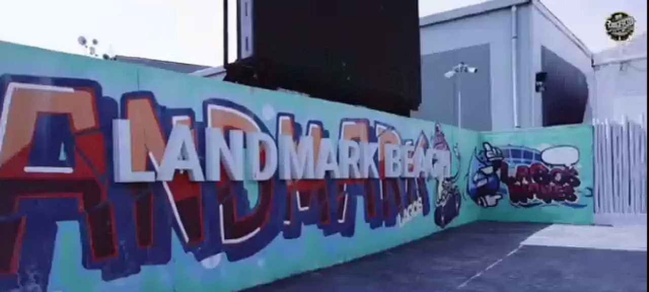 Landmark Beach mural photographed during a Don Crucifixto event day