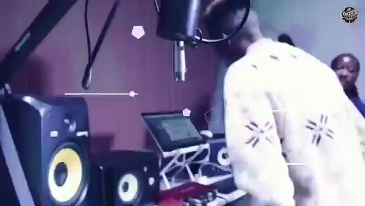 Studio monitors and a mixing desk during a Don Crucifixto session